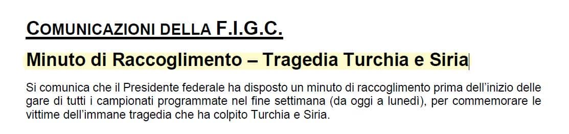 Minuto di raccoglimento Turchia Siria